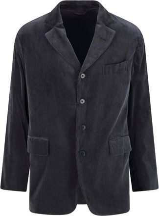 Kaptain Sunshine Black Single-Breasted Notch Lapel Corduroy Blazer