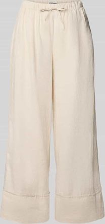 Stefanel Leinenhose mit elastischem Bund Modell FLORA in Beige Melange, Gr&ouml;&szlig;e XL