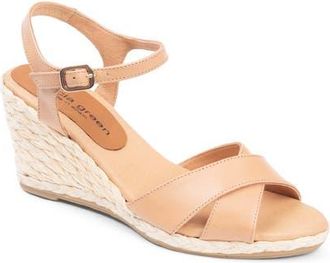 Patricia Green Roma Crisscross Ankle Strap Espadrille Wedge Sandal in Tan Leather at Nordstrom, Size 10