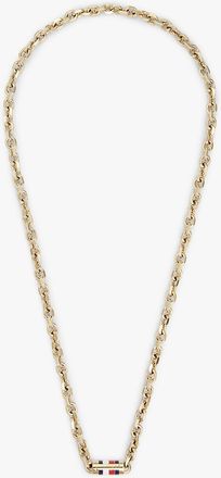 Tommy Hilfiger Mens Signature Stripe Chain Link Necklace - Yellow