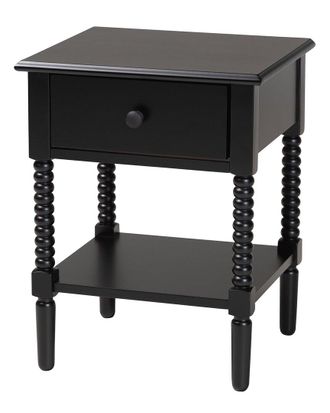 Baxton Studio Braith Farmhouse Spindle Wood 1-Drawer Nightstand