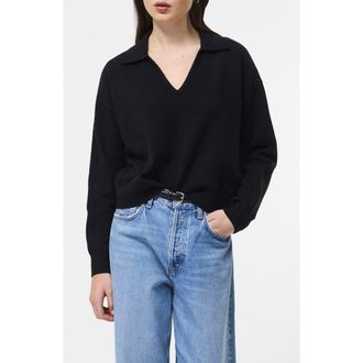 French Connection Sloane Johnny Collar Pullover in 01-Black at Nordstrom Rack, Size X-Small