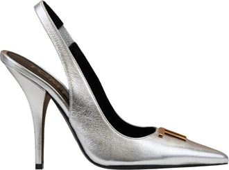 Tom Ford Leren pumps met gouden metalen detail - Dames - Pumps - Grijs - 41 EU - Leer - Schoenen