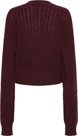Rotate Womens Cable Crewneck Sweater Decadent Chocolate Wool Jumpers