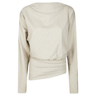 Andamane Round-neck Knitwear, female, Beige, Size: XL Stylish TOP for a trendy look