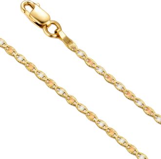 MAX + STONE Solid 14K Yellow Gold Tri Tone Valentino Chain for Women Men in 18 or 20 Inch