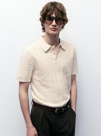 Le 31 Mens Embossed jacquard Polo Shirt