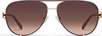 Quay High Key Twist 60mm Gradient Aviator Sunglasses in Cognac/Dark Fawn at Nordstrom