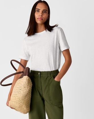 Whistles Emily Ultimate Crew Neck T-Shirt in White at Nordstrom, Size X-Small