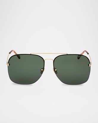 Tom Ford Mens Mackenzie-02 Metal Photochromic Aviator Sunglasses