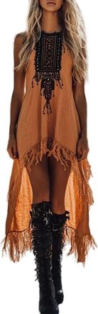 Generic Womens Western Cowboy Style Sleeveless V Neck Floral High Low Slit Party Long Maxi Dress 2025 New