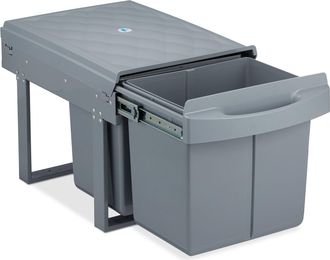 Relaxdays Relaxdays - Cubo De Basura 2 Compartimentos, Papelera Cocina Extra&iacute;ble Bajo Fregadero, 2x 15 L, 34,6 X 34 X 51,8 Cm, Gris
