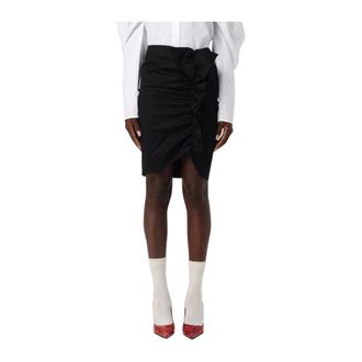 Nina Ricci Short Skirts, female, Black, S, Ruched Ruffle Mini Skirt