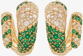 Bottega Veneta Gold-Plated Spiral Hoop Earrings - Womens - Sterling Silver/Crystal/Cubic Zirconia