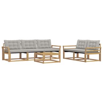 vidaXL Conjunto De Sof&aacute;s De Exterior 6 Pcs Blanco Y Gris Claro Vidaxl