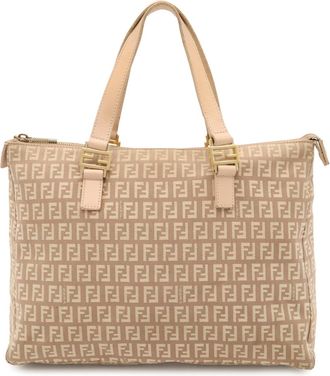 Fendi Zucchino Beige Pink Beige Zucchino Leather Handbag Tote Bag (Pre-Owned)