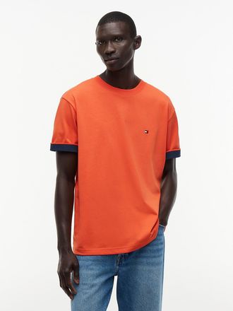 Tommy Hilfiger Mens Marina Club Logo Cuffed T-Shirt - Brilliant Orange - L