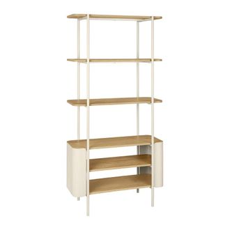 Sweeek Estanter&iacute;a de metal curvado y madera, 6 niveles, beige