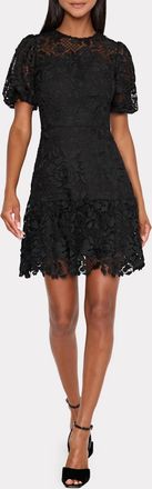 Milly Yasmin Rose Mosaic Mini Dress In Black
