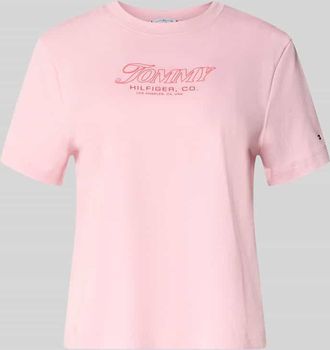 Tommy Hilfiger Slim Fit T-Shirt aus reiner Baumwolle in Rosa, Gr&ouml;&szlig;e XL