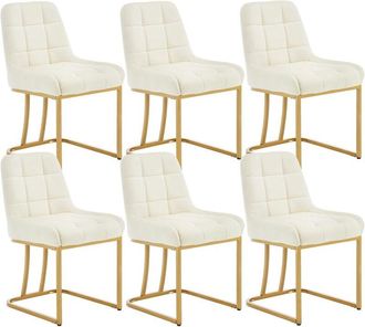Woltu Woltu - 6x Sillas Modernas De Terciopelo Comedor Sal&oacute;n Cocina Asiento, Crema