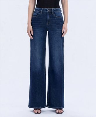 Flying Monkey Olivia Super High Rise Full Length Wide Jean In Dark Wash