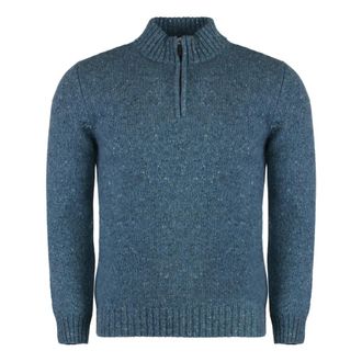 Moorer Turtlenecks, male, Blue, Size: 2XL Heather Wool Blend Turtleneck Sweater