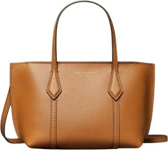 Tory Burch Bruine Mini Shopper met Verstelbare Band - Dames - Handtassen - Bruin - ONE Size - Katoen - Tassen