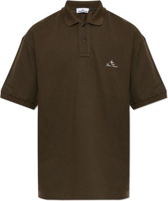 Stone Island Logo Polo - Heren - Polos - Bruin - M - Katoen - Tops