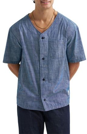 Lee Chambray Button-Up Baseball Shirt in Light Wash Chambray at Nordstrom, Size Xx-Large