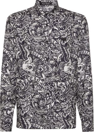 Philipp Plein Overhemd Slim Fit Tattoo