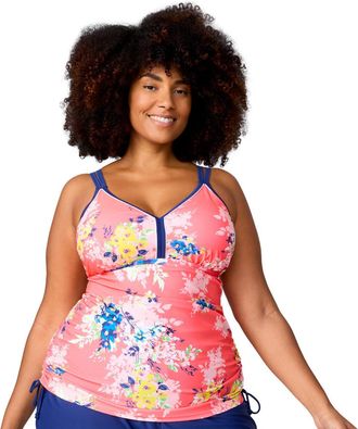 Free Country Womens Plus Size Double Strap Tankini Top