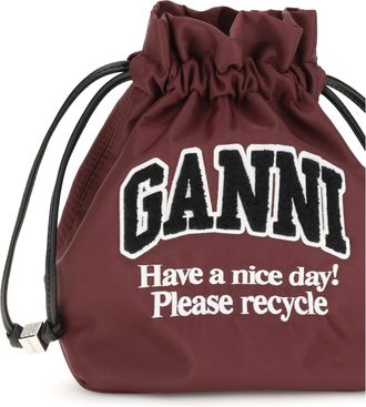 Ganni Womens Nylon Pouch Windsor Wine Keyrings & Keychains