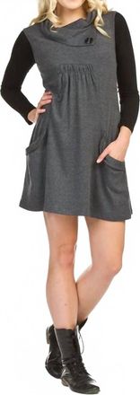Papillon Drape Collar Sleeveless Dress With Smocking In Grey