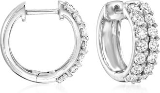 Ross-Simons Diamond Huggie Hoop Earrings in Sterling Silver