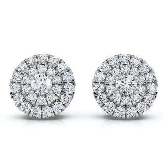 Pompeii3 5/8Ct Double Halo Womens Diamond Earrings 14k Gold Lab Grown