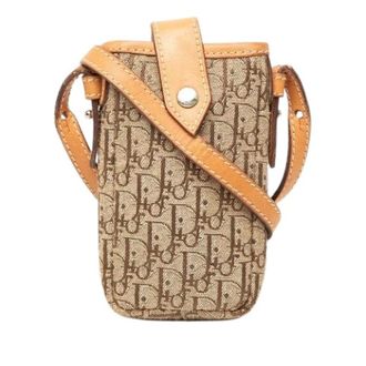 Dior Pre-owned Oblique Trotter Canvas Leather Mini Shoulder Bag - Dames - Pre-owned - Bruin - Maat: ONE Size Leer
