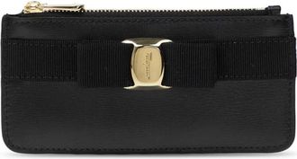 Ferragamo Kaarthouder met Strik - Dames - Portefeuilles - Zwart - ONE Size - Leer - Accessoires