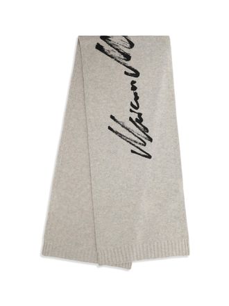 Maison Margiela Signature Knitted Wool Scarf - Gray