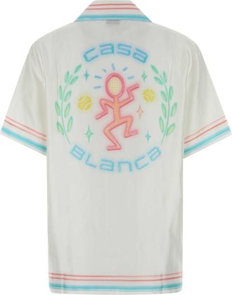 Casablanca Womens Cuban Shirt White Silk