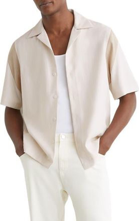 Reiss Fortuna Short Sleeve Button-Up Shirt in Oatmeal at Nordstrom, Size Xx-Large