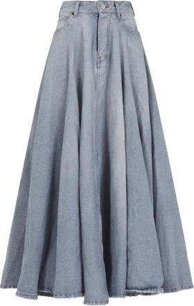 Balenciaga Godet Maxi Rok - Dames - Spijkerrokken - Blauw - S - Katoen - Rokken