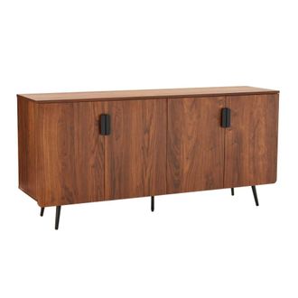 Oviala Aparador moderno de 4 puertas, 160 cm, madera oscura