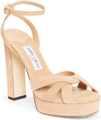 Jimmy Choo London Kove Ankle Strap Platform Sandal in Chai/chai at Nordstrom, Size 35.5