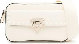 Valentino Gekorreld Leren Crossbodytas met Rockstud Versiering - Dames - Schoudertassen - Wit - ONE Size - Leer - Tassen