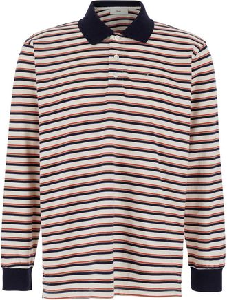 Dunst Multicolor Polo Shirt With All-over Striped Motif And Logo Embroidered On The Front In Cotton Man