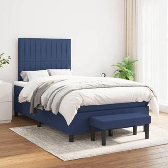 vidaXL Cama Box Spring Con Colch&oacute;n Tela Azul 120x200 Cm Vidaxl