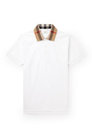 Burberry Slim-Fit Checked Cotton-Piqué Polo Shirt