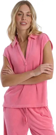 Wilt Crochet Trim Polo Top in Pink Lemonade at Nordstrom, Size X-Small
