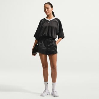 Nike Womens Nike Sportswear High-Waisted Satin Hot Shorts in Black | IF0565-010